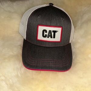 Gray and White CAT Trucker Hat